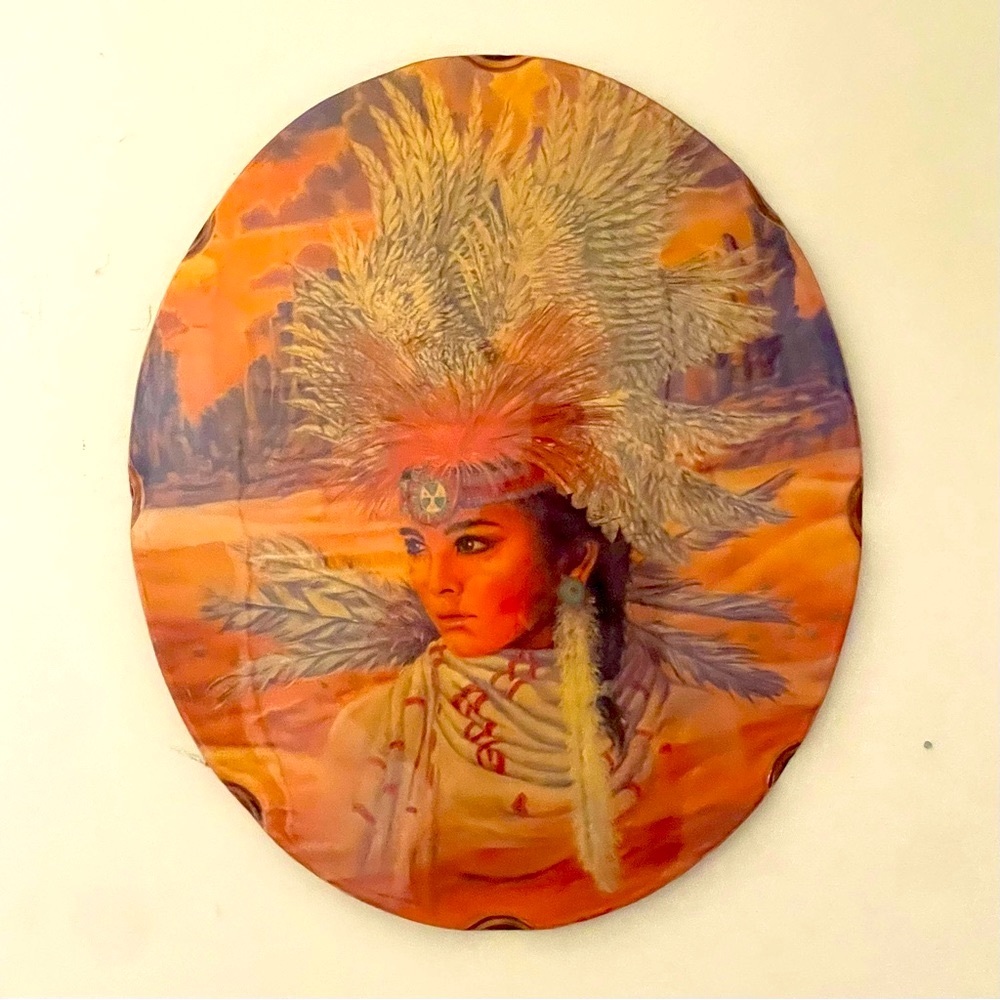 Oval Wall Art Featuring Native American Woman 14x19